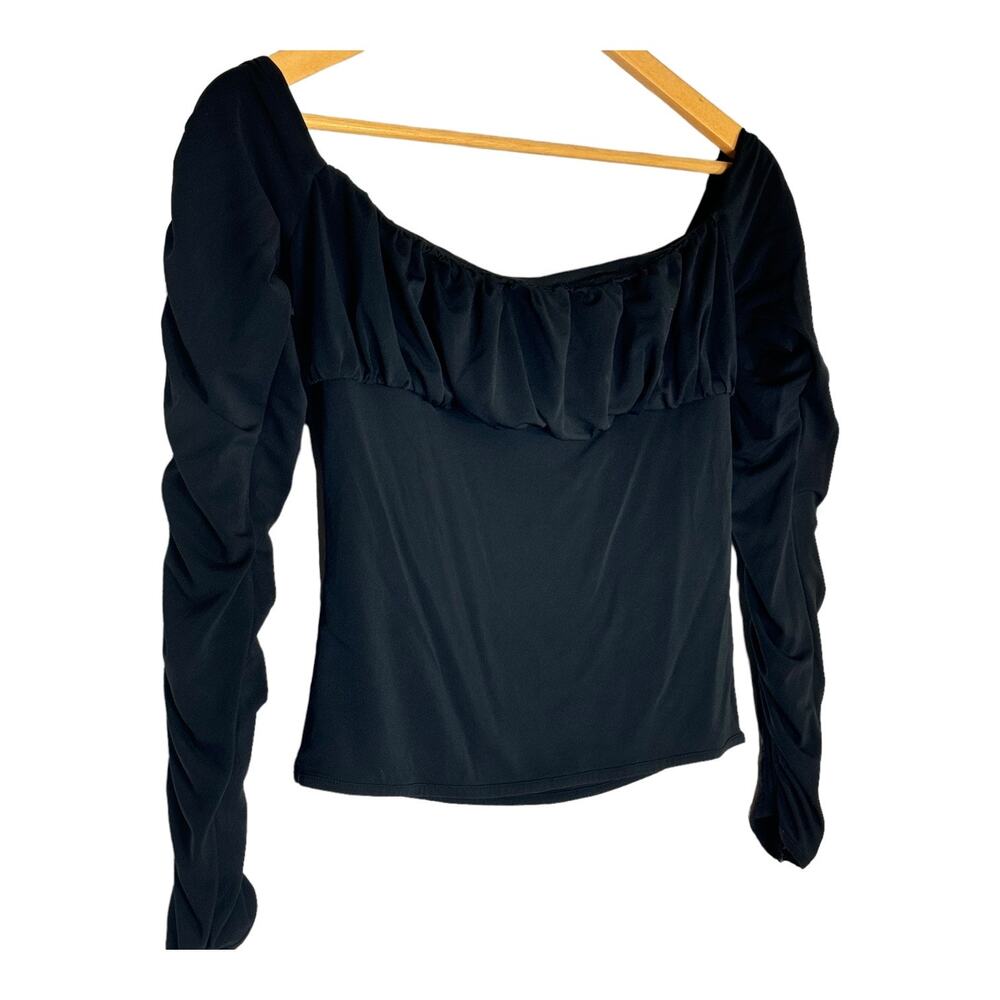 Vintage Catherine Malandrino  Black goth Ruched Empire waist M Top
